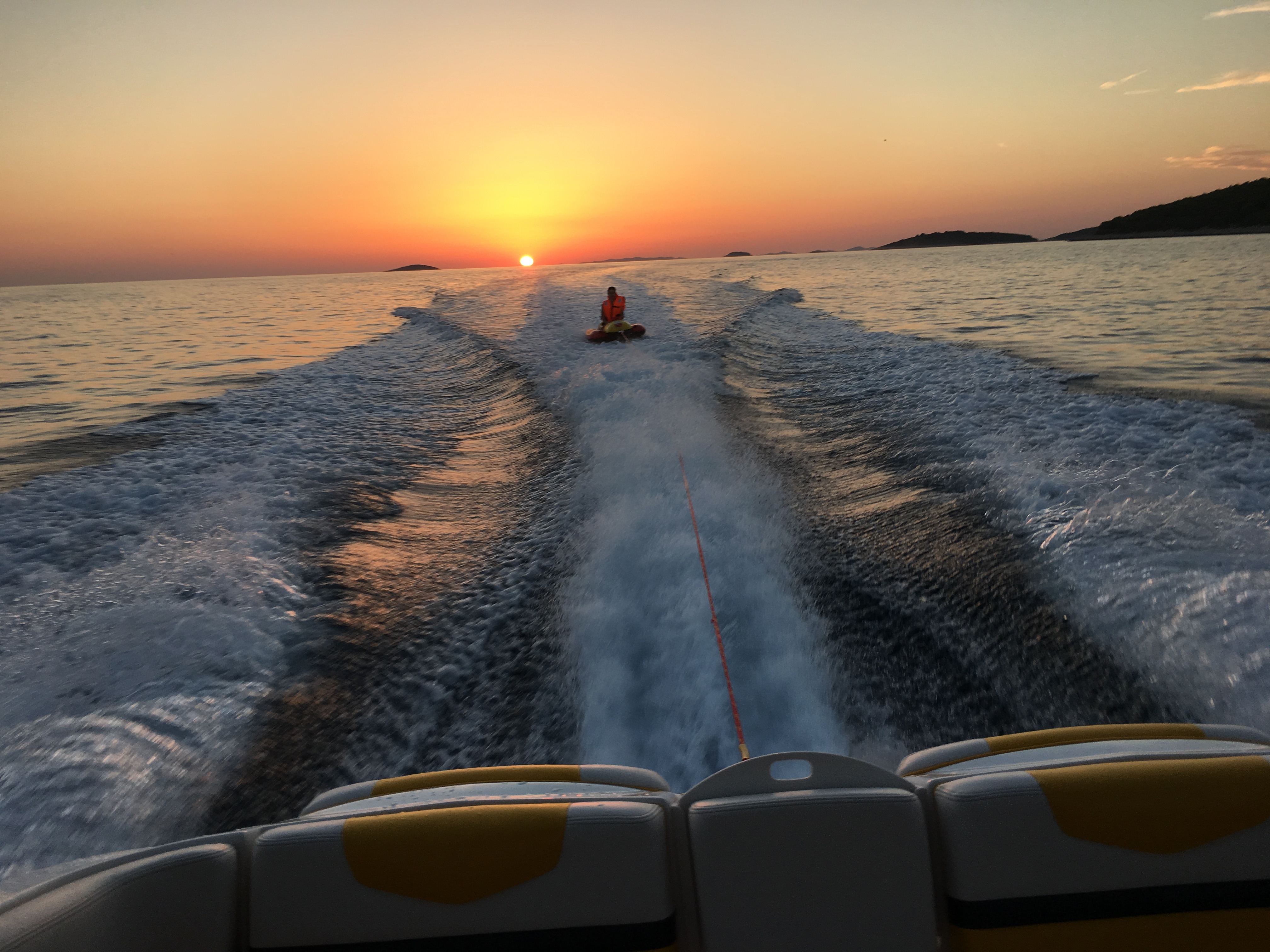 Sunset cruise from the villa's private mooring buoy